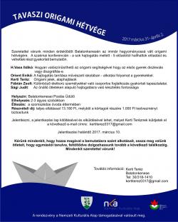 Origami hétvége 2017. március 31. - április 2. - Balatonkenese