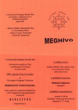 Országos origami pályázat és kiállítás - Szekszárd 2000-2001